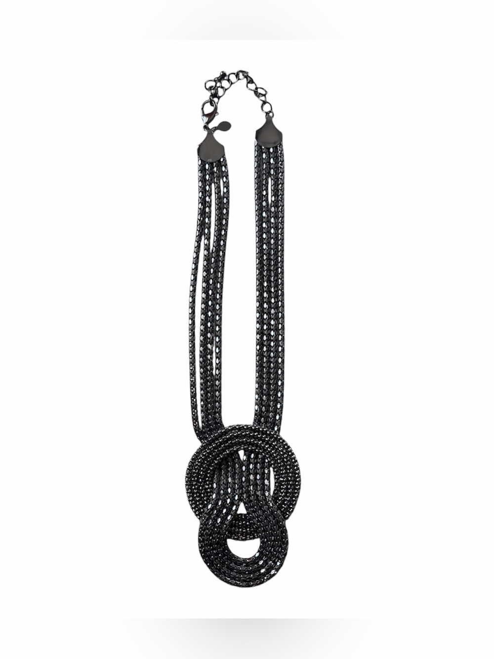 Gunmetal Gray Multi-Strand Chain Statement Necklace